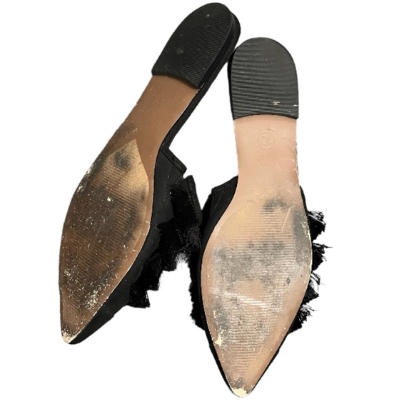 Black fringe slip on mules size 10 - Picture 7 of 7